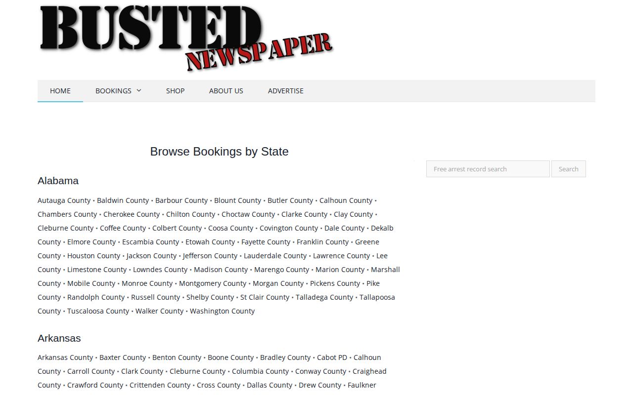 Busted Newspaper Kentucky county coverage inventory where McCreary was not observed